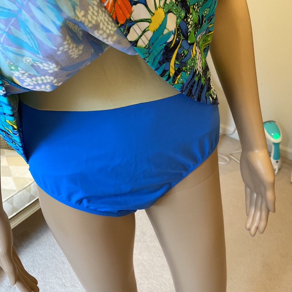 Fit 4U Swim Dress Beautiful Tropical Blues, New - Picture 6 of 8